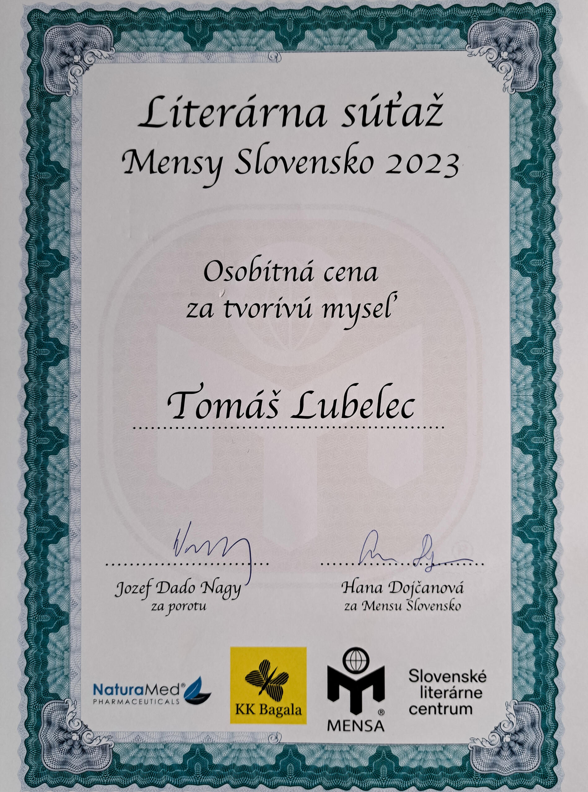 Tomáš Lubelec - Osobitná cena za tvorivú myseľ Tomáš Lubelec - Osobitná cena za tvorivú myseľ